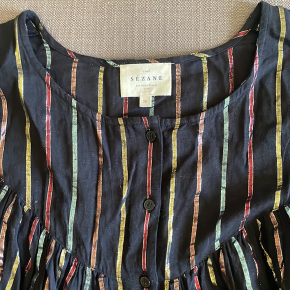 Sézane - cotton voile metallic stripe blouse - Fr 36 - Picture 3 of 5